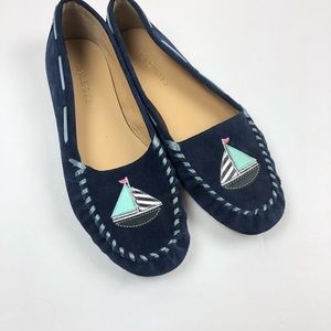 Talbots Flats Navy Blue Embroidered Sail